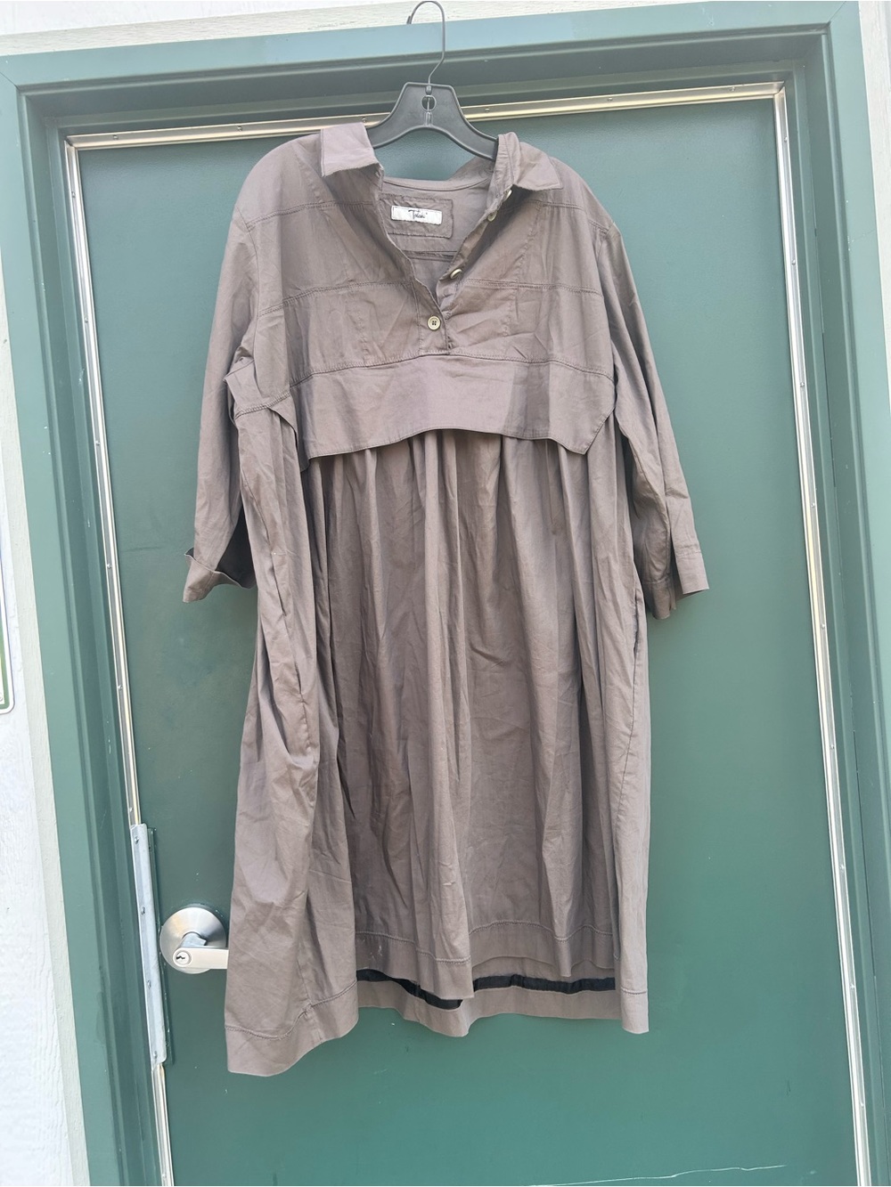 Tadashi Shoji Taupe Midi Shirt Dress